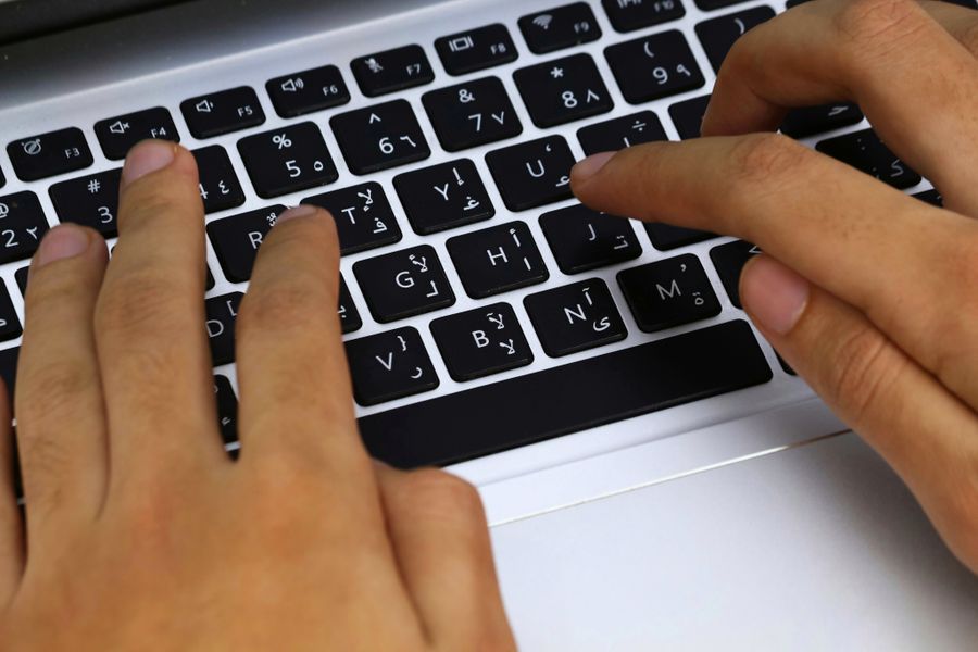 typing laptop